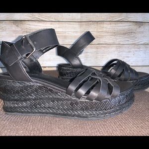 Maurices Black Espadrilles Wedge Heels Size 7
